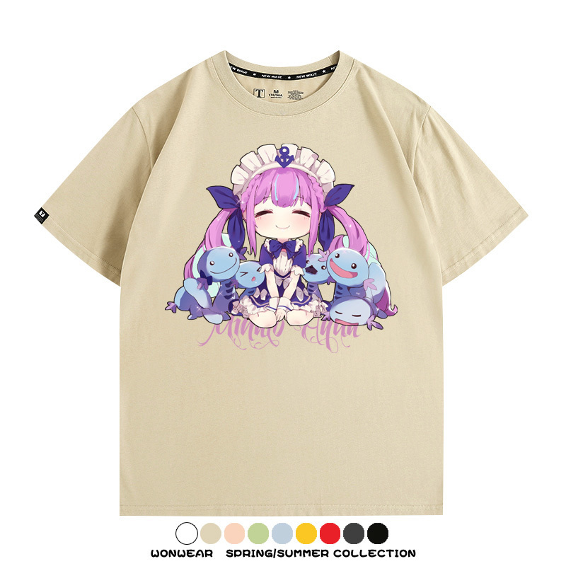 Hololive虛擬主播vtuber湊阿庫婭 親子情侶裝寬鬆短袖T