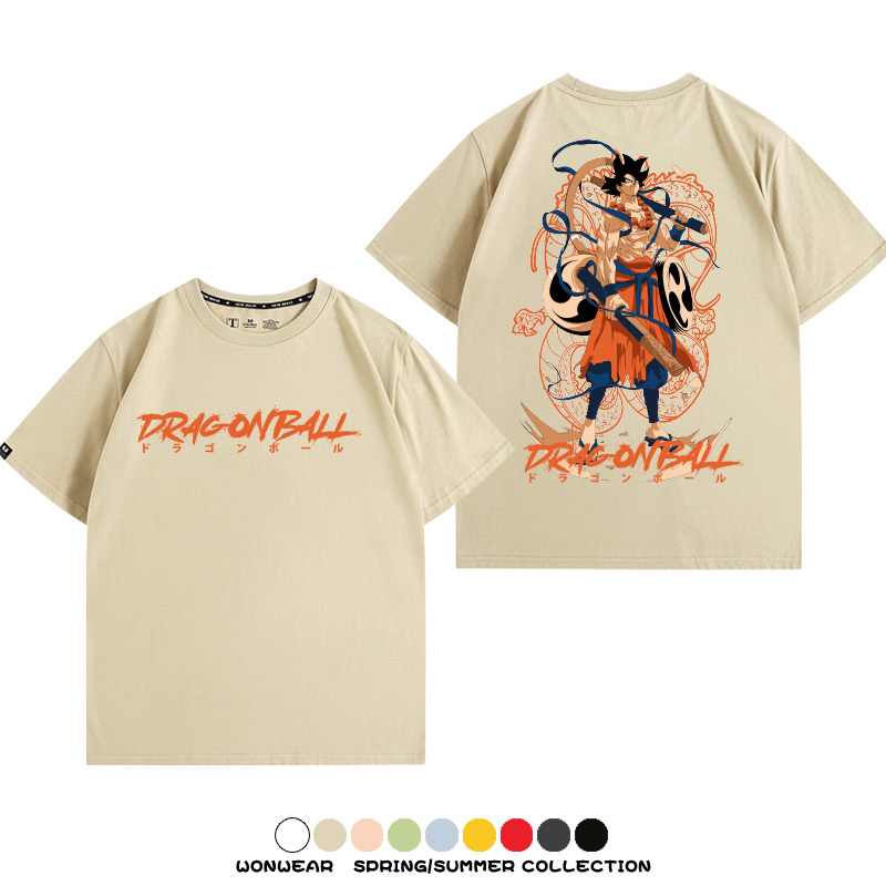 七龍珠日系動漫聯動機車鈴木悟空潮牌周邊短袖純棉寬鬆夏季男T恤