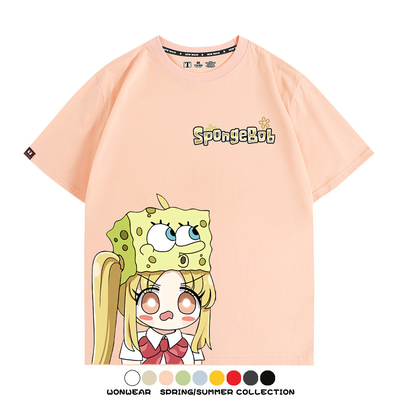 海綿寶寶x孤獨搖滾聯名 親子情侶寬鬆短袖T