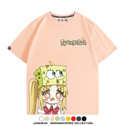 海綿寶寶x孤獨搖滾聯名 親子情侶寬鬆短袖T