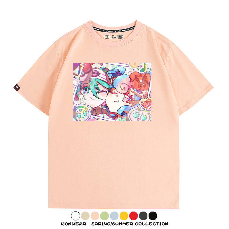 寶可夢皮卡丘聯動V家初音未來miku歌姬周邊短袖純棉T恤上衣夏寬鬆