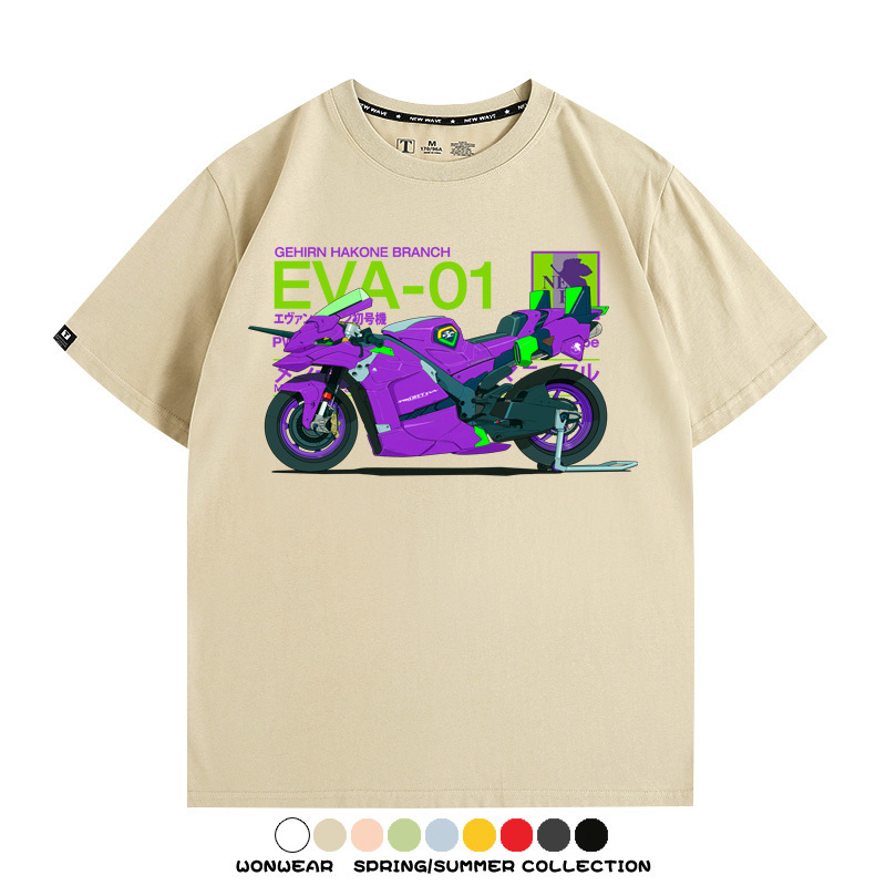 EVA初號機摩托車聯名 親子情侶裝寬鬆短袖T