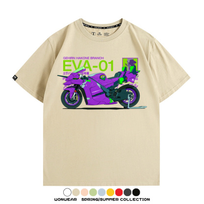 EVA初號機摩托車聯名 親子情侶裝寬鬆短袖T