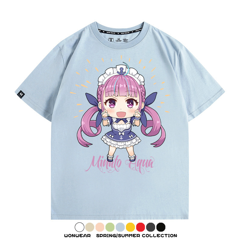 Hololive虛擬主播vtuber湊阿庫婭 親子情侶裝寬鬆短袖T