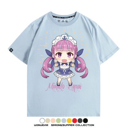 Hololive虛擬主播vtuber湊阿庫婭 親子情侶裝寬鬆短袖T