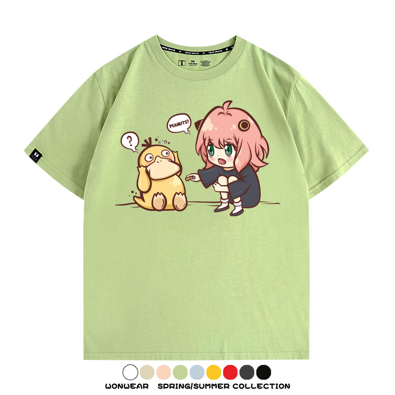 間諜家家酒安妮亞x寶可夢可達鴨 親子情侶裝寬鬆短袖T