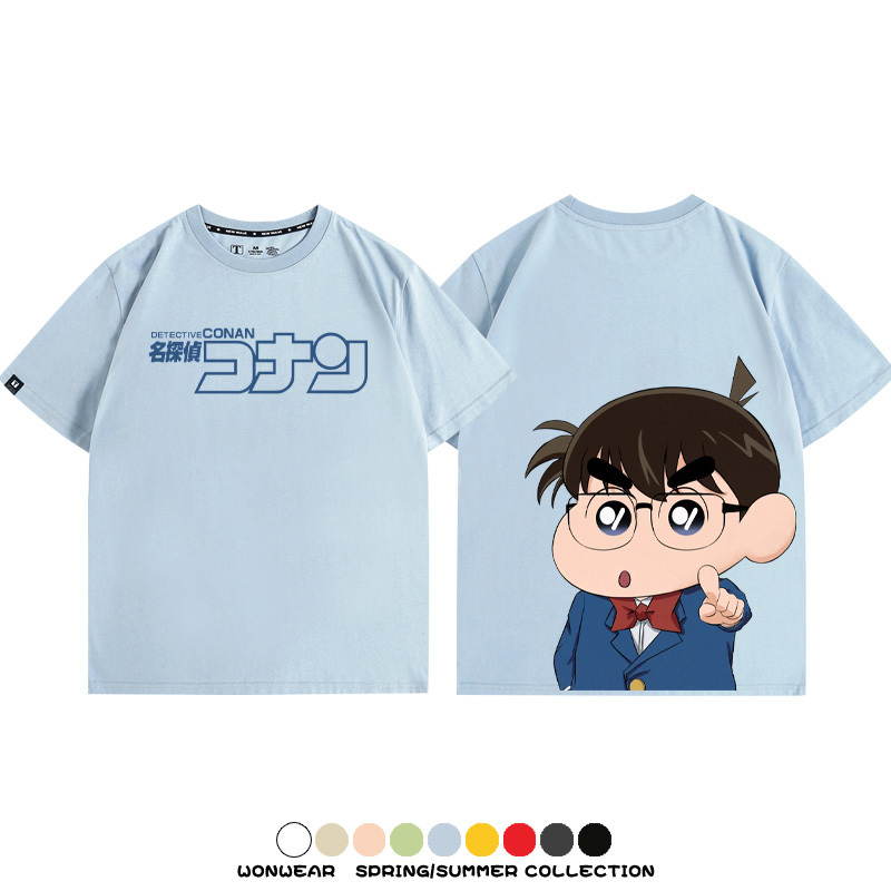 名偵探柯南蠟筆小新聯名 親子情侶裝寬鬆短袖T