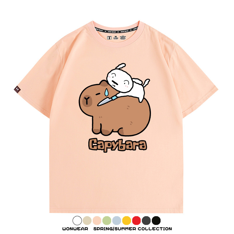 蠟筆小新卡皮巴拉水豚 親子情侶裝寬鬆短袖T