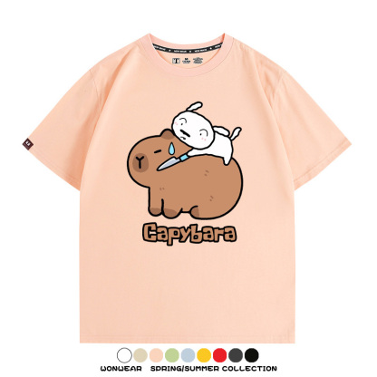 蠟筆小新卡皮巴拉水豚 親子情侶裝寬鬆短袖T