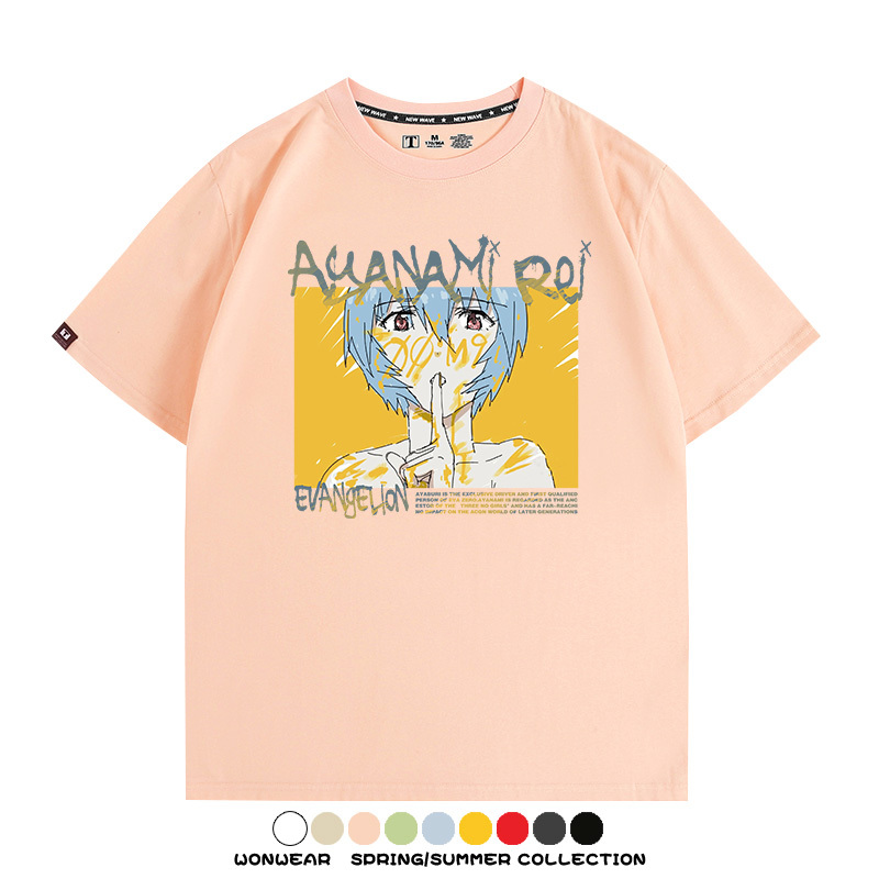 新世紀福音戰士EVA綾波麗明日香褚熏日系潮牌動漫青少年夏純棉T恤