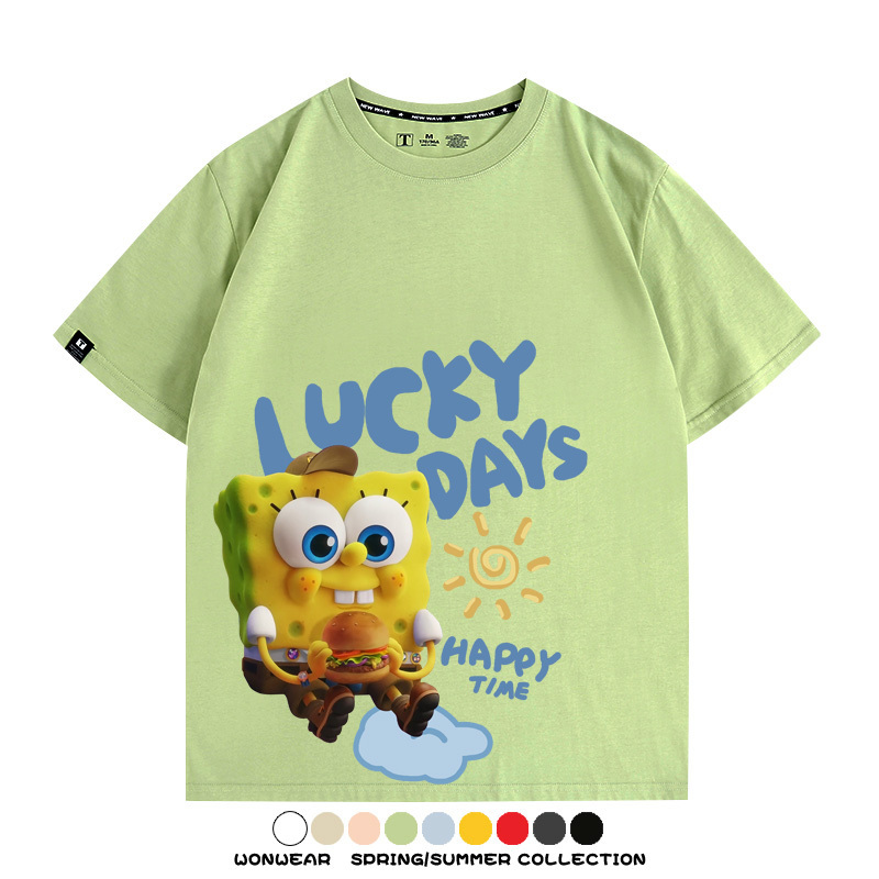 海綿寶寶派大星聯名 親子情侶寬鬆短袖T