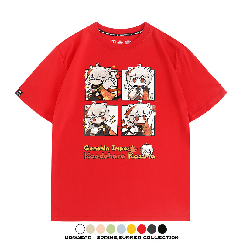 原神遊戲散兵可莉芙寧娜胡桃可愛Q版二次元周邊夏男純棉T恤衫短袖