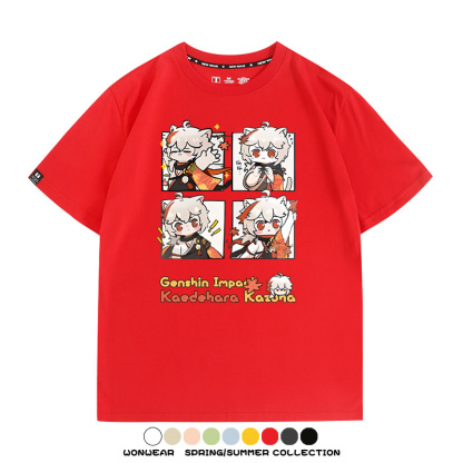 原神遊戲散兵可莉芙寧娜胡桃可愛Q版二次元周邊夏男純棉T恤衫短袖