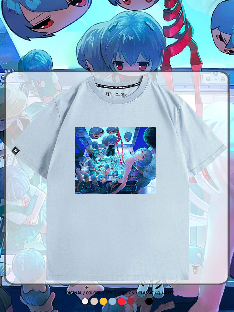 新世紀福音戰士EVA藝術插畫潮牌印花T恤夏季男潮純棉短袖寬鬆上衣