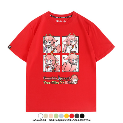 原神遊戲散兵可莉芙寧娜胡桃可愛Q版二次元周邊夏男純棉T恤衫短袖
