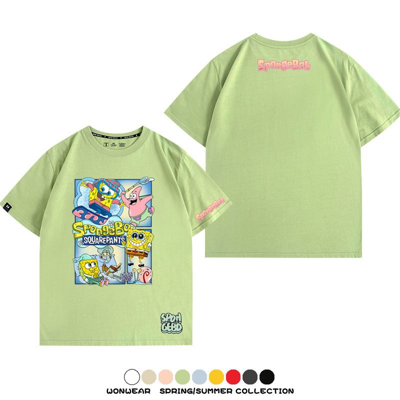 海綿寶寶 卡通潮牌周邊情侶寬鬆短袖t-shirt