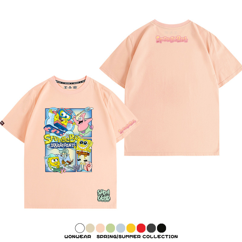 海綿寶寶 卡通潮牌周邊情侶寬鬆短袖t-shirt
