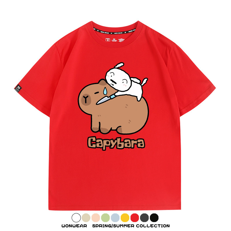 蠟筆小新卡皮巴拉水豚 親子情侶裝寬鬆短袖T