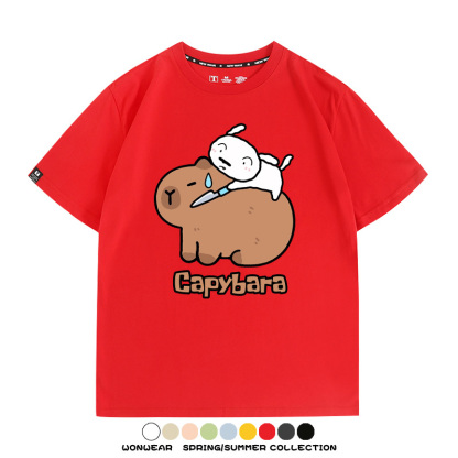 蠟筆小新卡皮巴拉水豚 親子情侶裝寬鬆短袖T