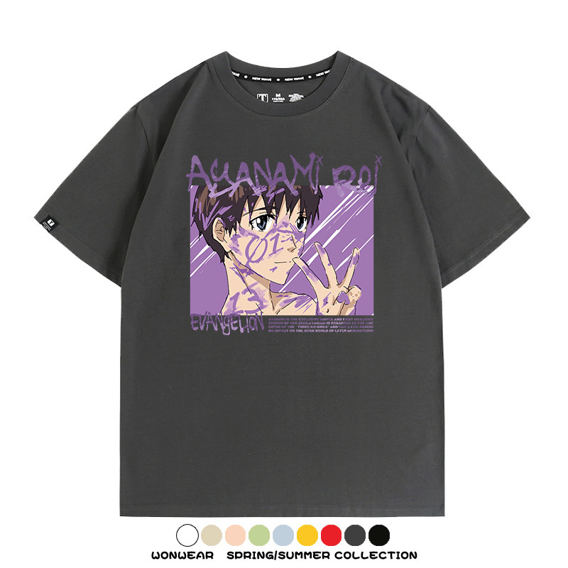新世紀福音戰士EVA綾波麗明日香褚熏日系潮牌動漫青少年夏純棉T恤