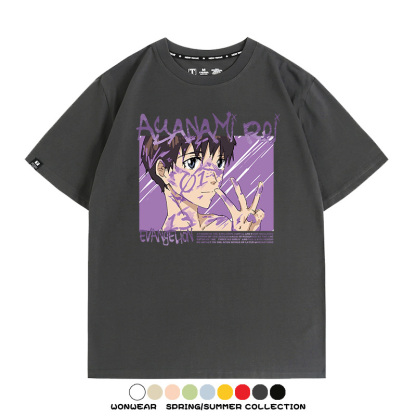 新世紀福音戰士EVA綾波麗明日香褚熏日系潮牌動漫青少年夏純棉T恤