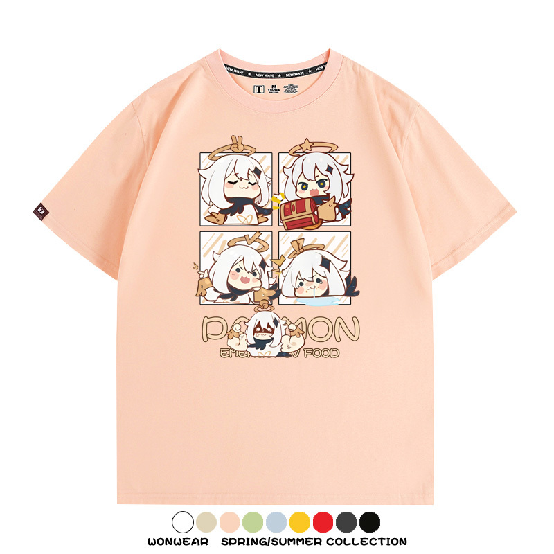 原神遊戲散兵可莉芙寧娜胡桃可愛Q版二次元周邊夏男純棉T恤衫短袖