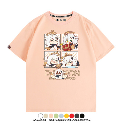 原神遊戲散兵可莉芙寧娜胡桃可愛Q版二次元周邊夏男純棉T恤衫短袖