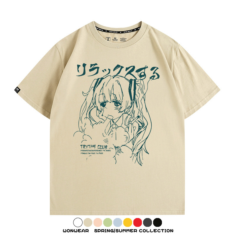 初音未來復古原宿 親子情侶裝寬鬆短袖T