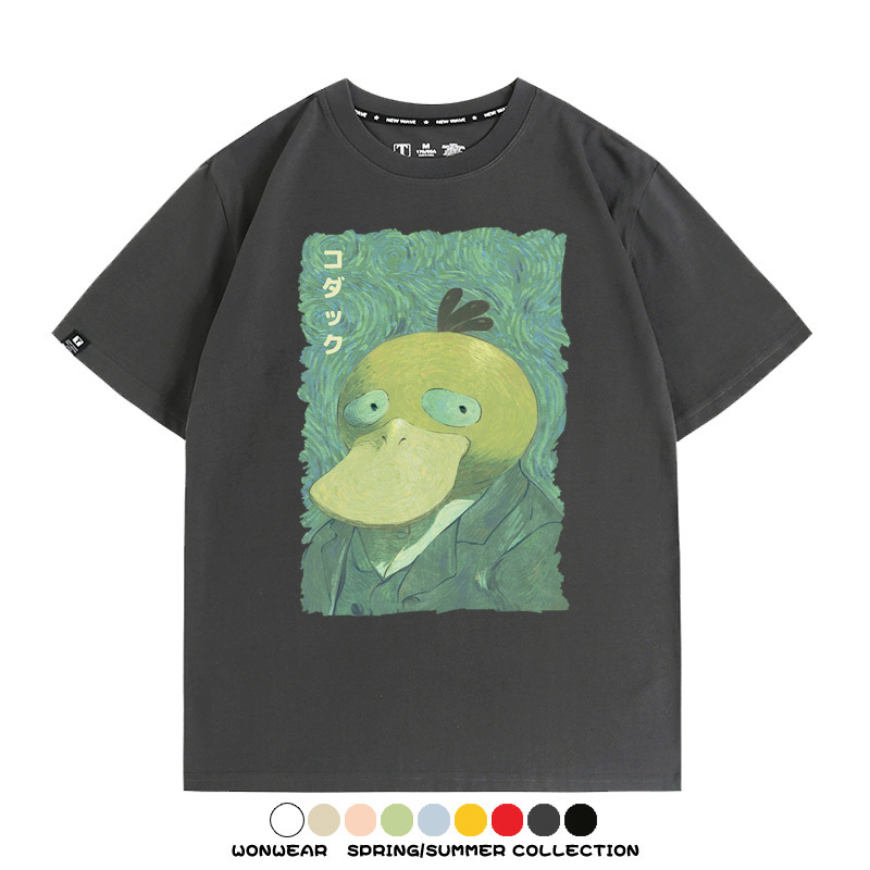 寶可夢可達鴨世界名畫聯名 親子情侶裝寬鬆短袖T