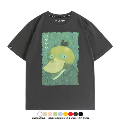 寶可夢可達鴨世界名畫聯名 親子情侶裝寬鬆短袖T