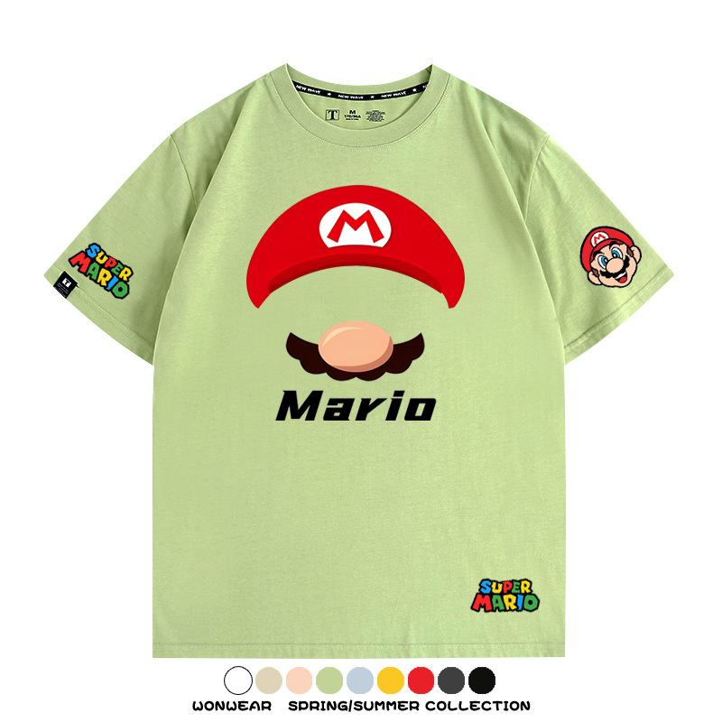 瑪利歐超級瑪麗路易吉兄弟帽子任天堂T恤周邊短袖夏季男潮流寬鬆