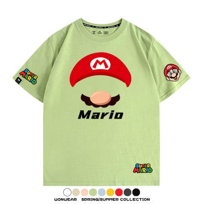 瑪利歐超級瑪麗路易吉兄弟帽子任天堂T恤周邊短袖夏季男潮流寬鬆