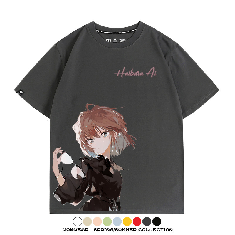 名偵探柯南灰原哀小蘭潮牌情侶原畫聯動周邊短袖夏季純棉T恤寬鬆