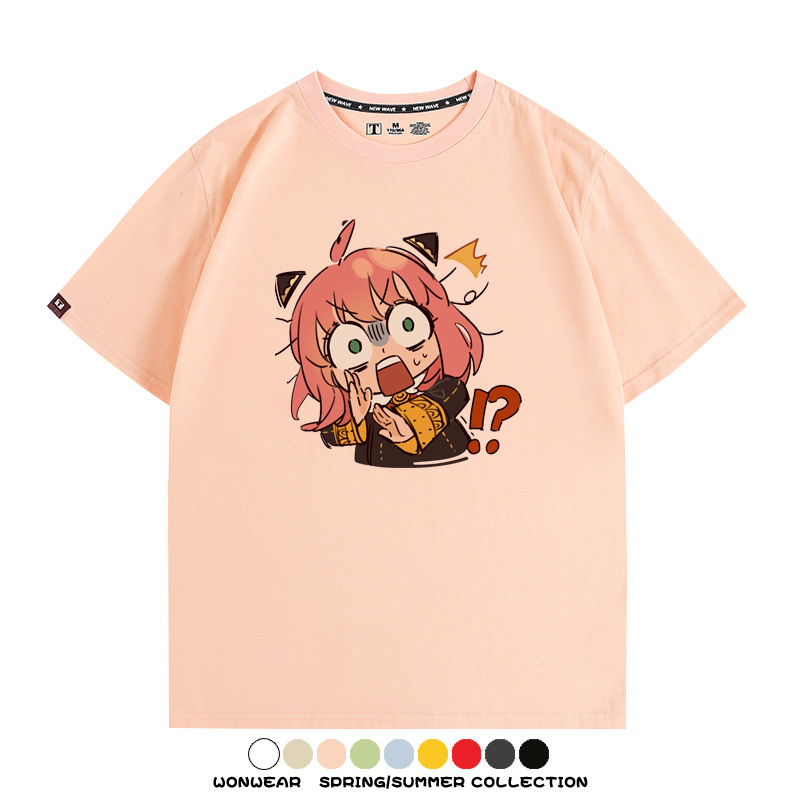 間諜家家酒動漫阿尼亞卡通可愛周邊情侶T恤衫夏季純棉短袖上衣潮