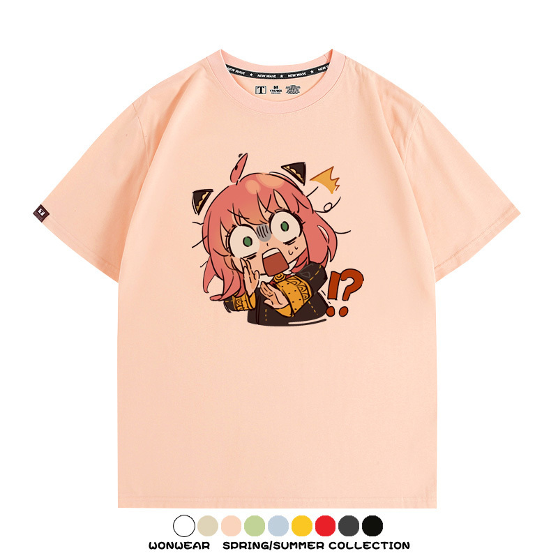 間諜家家酒動漫阿尼亞卡通可愛周邊情侶T恤衫夏季純棉短袖上衣潮