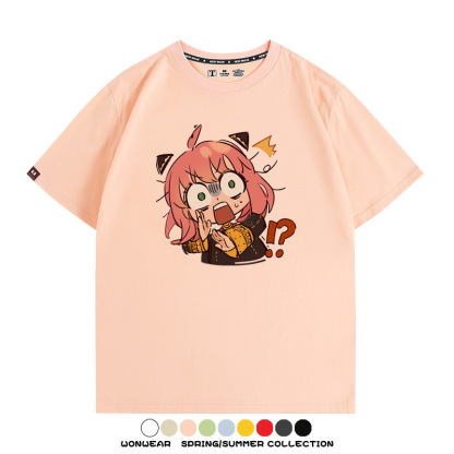 間諜家家酒動漫阿尼亞卡通可愛周邊情侶T恤衫夏季純棉短袖上衣潮