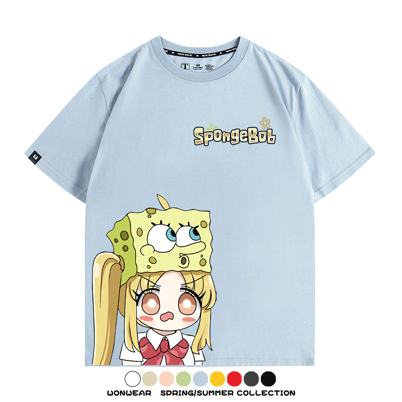 海綿寶寶x孤獨搖滾聯名 親子情侶寬鬆短袖T