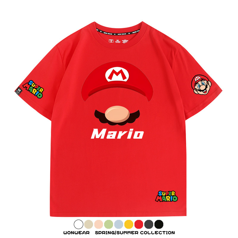 瑪利歐超級瑪麗路易吉兄弟帽子任天堂T恤周邊短袖夏季男潮流寬鬆