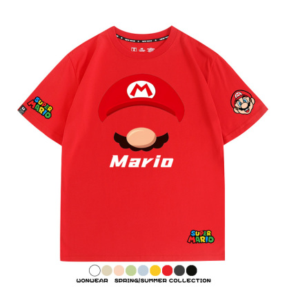 瑪利歐超級瑪麗路易吉兄弟帽子任天堂T恤周邊短袖夏季男潮流寬鬆
