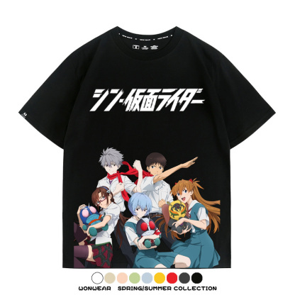 EVA福音戰士明日香綾波麗聯名 親子情侶裝寬鬆短袖T