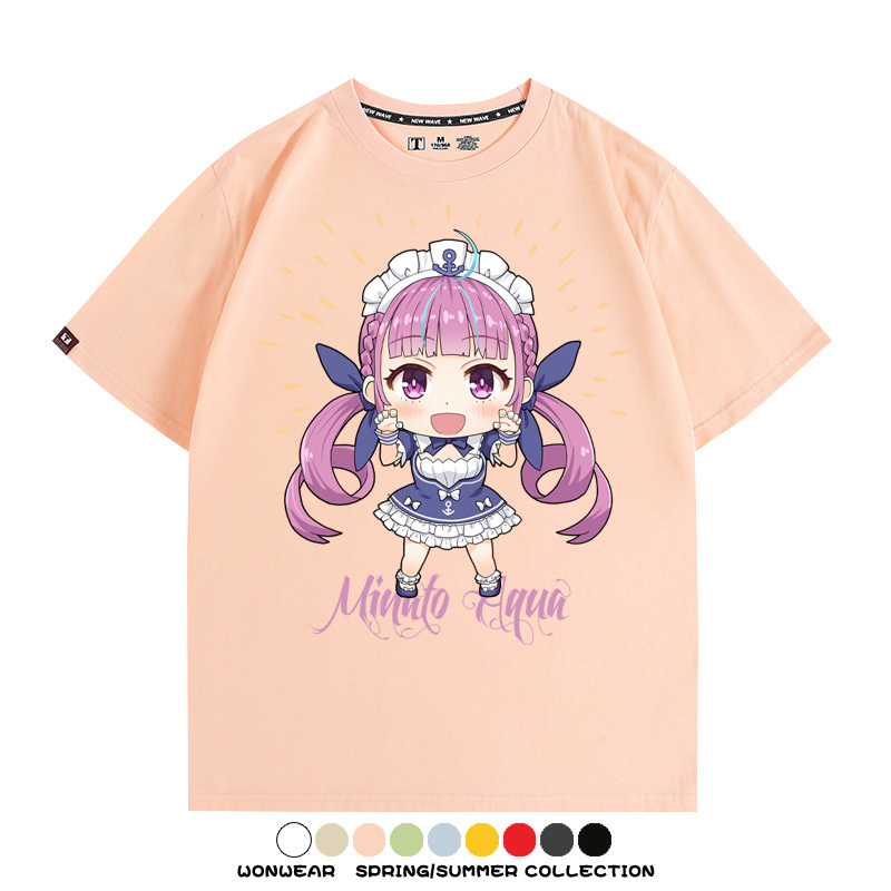 Hololive虛擬主播vtuber湊阿庫婭 親子情侶裝寬鬆短袖T