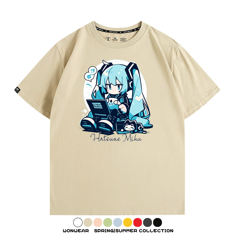 元氣日系少女機能動漫初音未來MIKU 親子情侶裝寬鬆短袖T