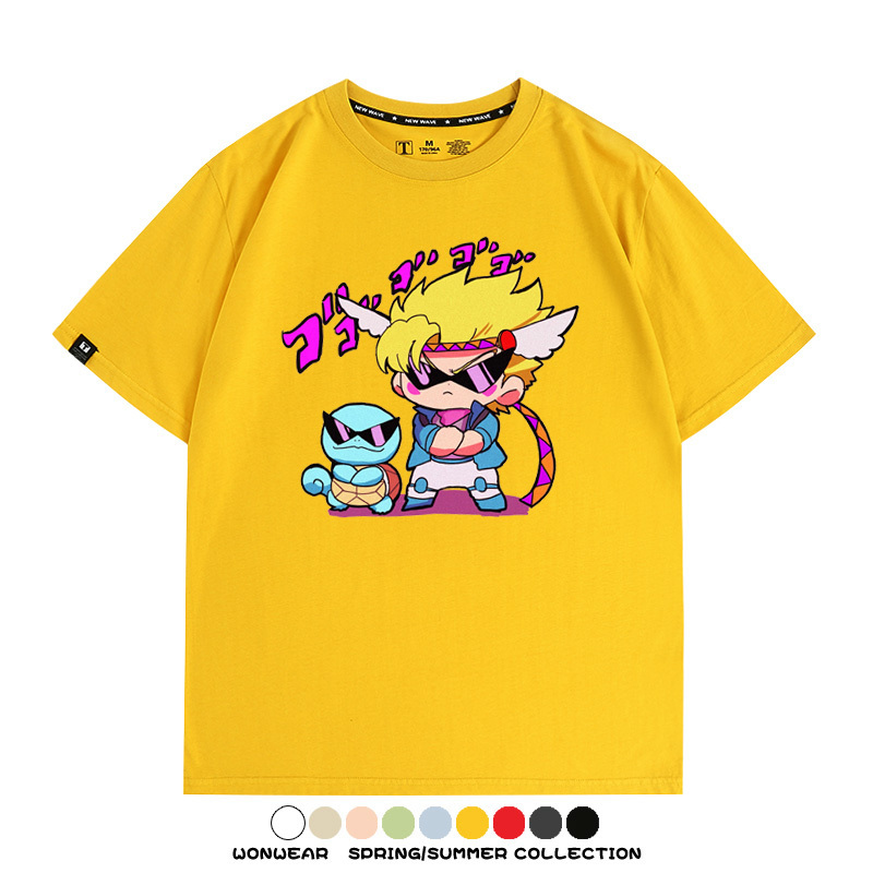 JOJO的奇妙冒險聯名寶可夢西撒傑尼龜T恤衫夏季情侶純棉短袖學生