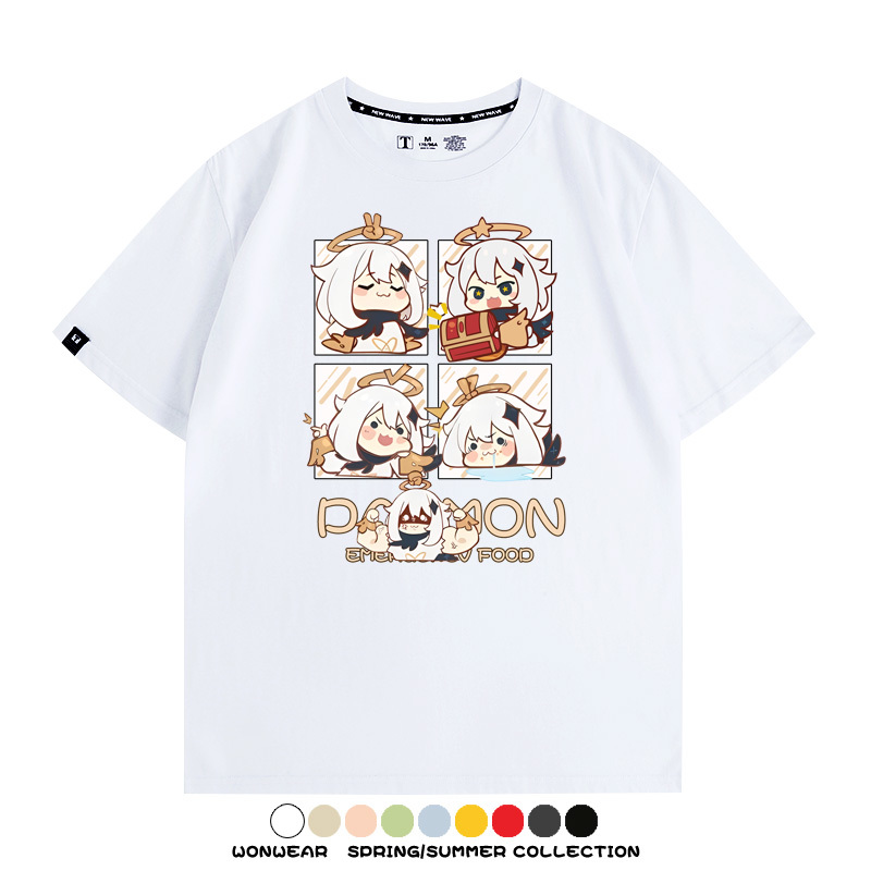 原神遊戲散兵可莉芙寧娜胡桃可愛Q版二次元周邊夏男純棉T恤衫短袖