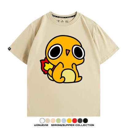 精靈寶可夢小火龍傑尼龜 親子情侶裝寬鬆短袖T