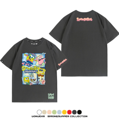 海綿寶寶 卡通潮牌周邊情侶寬鬆短袖t-shirt