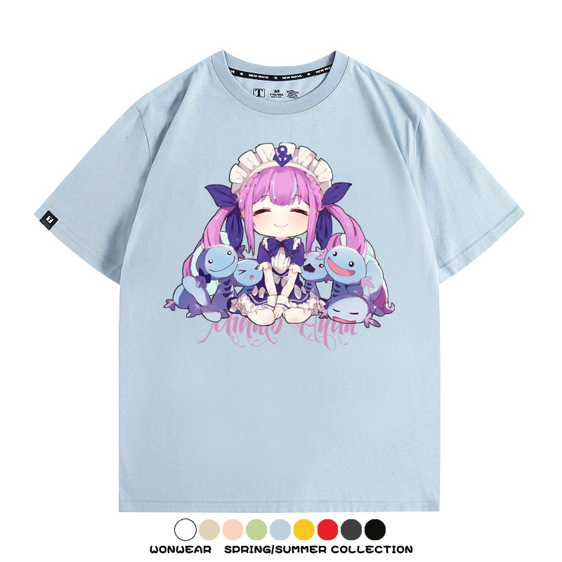 Hololive虛擬主播vtuber湊阿庫婭 親子情侶裝寬鬆短袖T