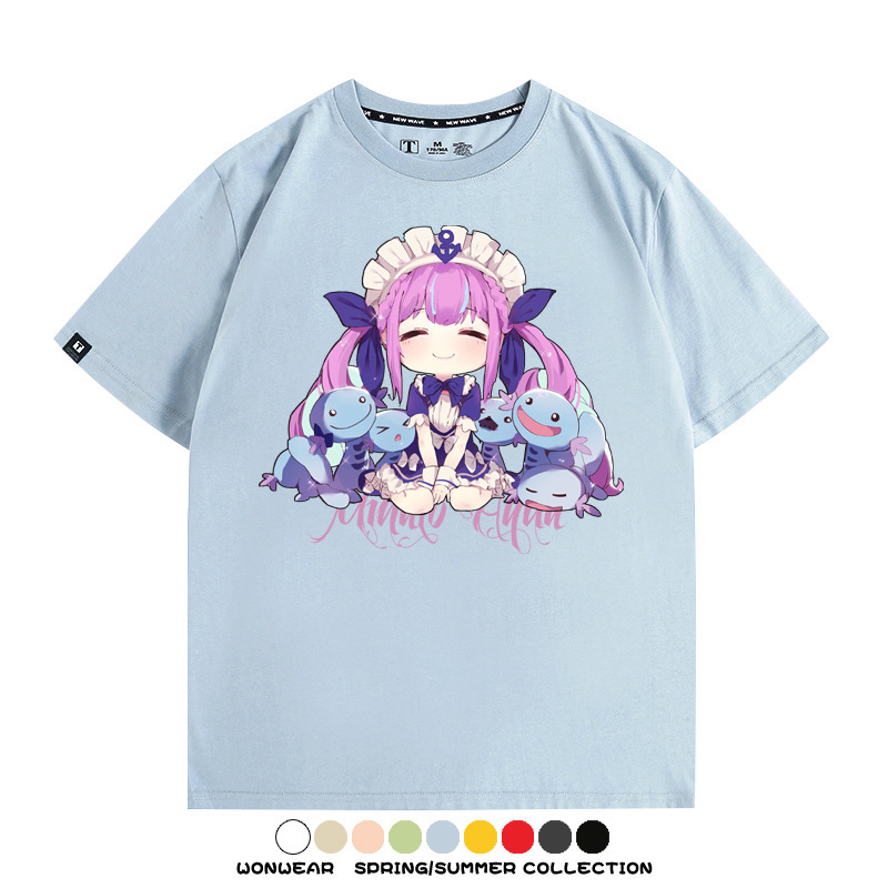 Hololive虛擬主播vtuber湊阿庫婭 親子情侶裝寬鬆短袖T