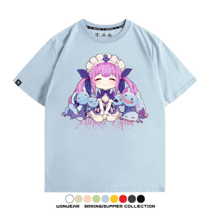 Hololive虛擬主播vtuber湊阿庫婭 親子情侶裝寬鬆短袖T