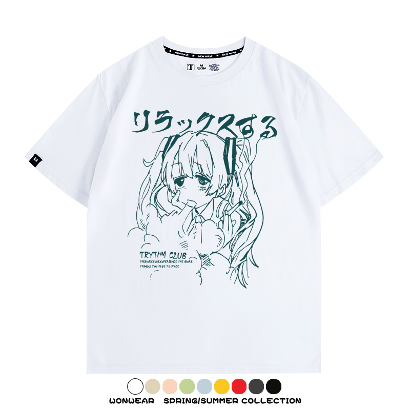 初音未來復古原宿 親子情侶裝寬鬆短袖T